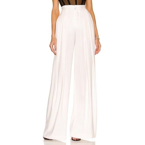 MONOT Wide Leg Pants White Flowy - Picture 2 of 5
